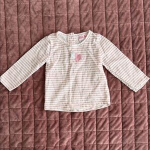 Little Lass Pink and White Striped Long Sleeve Tee with Heart